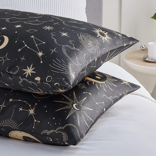EXQ Home Satin Pillowcase for Hair and Skin Queen(20"x30"), 01 Black Sun - Picture 6 of 8