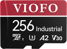 256GB Industrial Grade Microsd Card, U3 A2 V30 High Speed Memory Card with Adapt