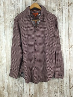 TALLIA Men's Burgundy Arrow Print  Shirt button up Medium NEW Easy Care NEW