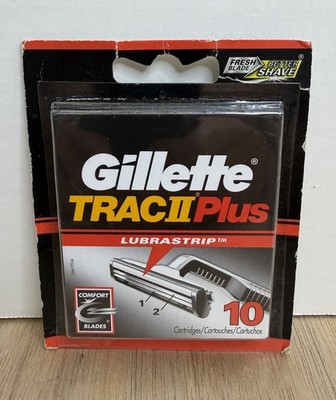 GILLETTE TRAC II PLUS MENS RAZOR BLADE REFILLS 10 CARTRIDGES ORIGINAL GENUINE