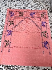 Central Asian Suzani Embroidered Textile 130x107cm Pink Coral Boho Wall Art