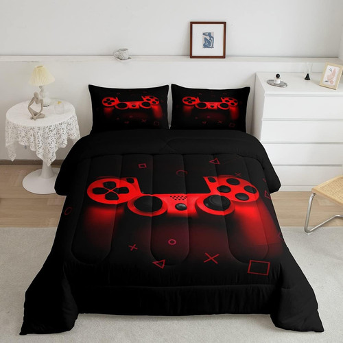 Boys Gamer Comforter Set Twin Size,Gamepad Bedding Set Kids Young Man Video G...