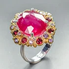 Fine Art 10 ct Ruby Ring 925 Sterling Silver Size 7 /R463623