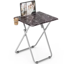 Folding TV Tray Table,TV Dinner Table with Sturdy MDF Top, Foldable Desk with...