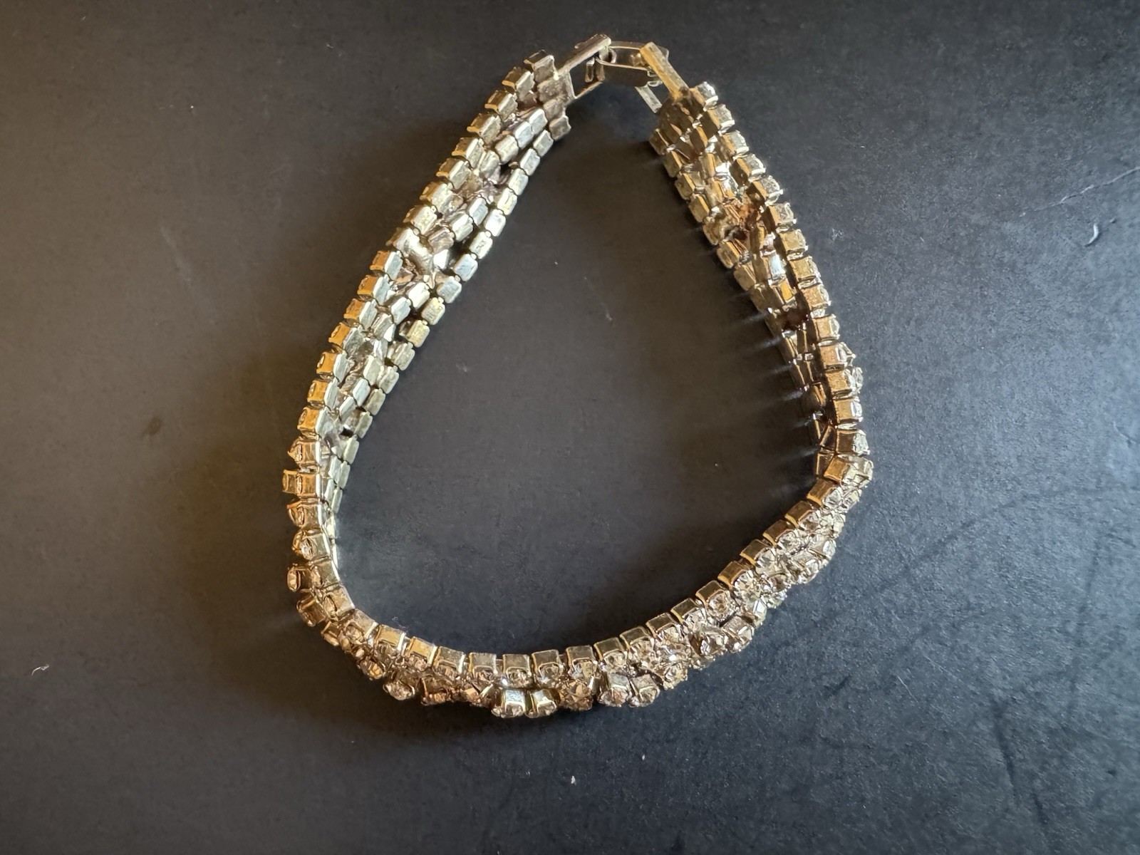 Delicate Clear Rhinestone Bracelet Four Strand Ti… - image 8