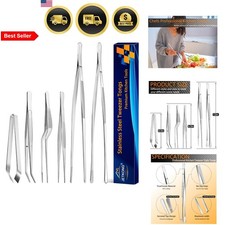 Kitchen Cooking Tweezers Set Stainless Steel Long Short Tweezers 6 Pcs