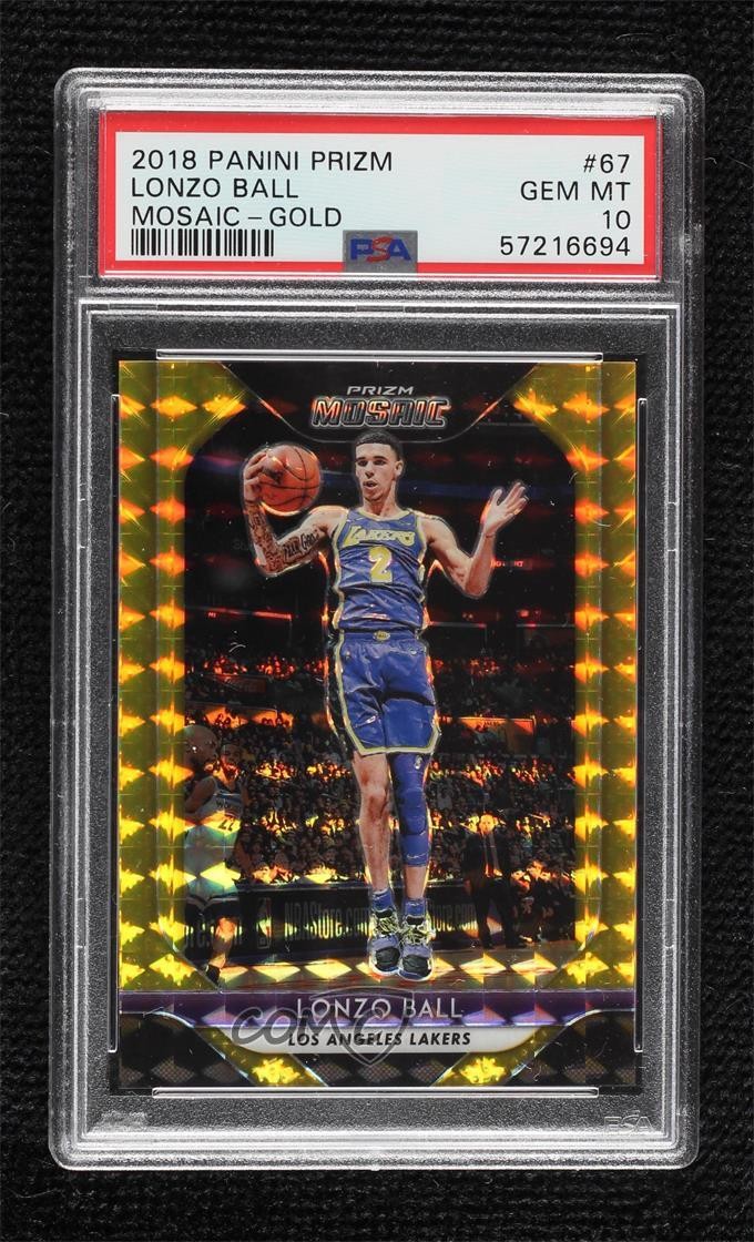2018-19 Panini Prizm Mosaic Gold 7/10 Lonzo Ball #67 PSA 10 GEM MT 15wb