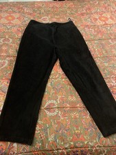 Vintage 90s Designer Glam - Black Soft Genuine Suede Pants - Pia Rucci - Size 14