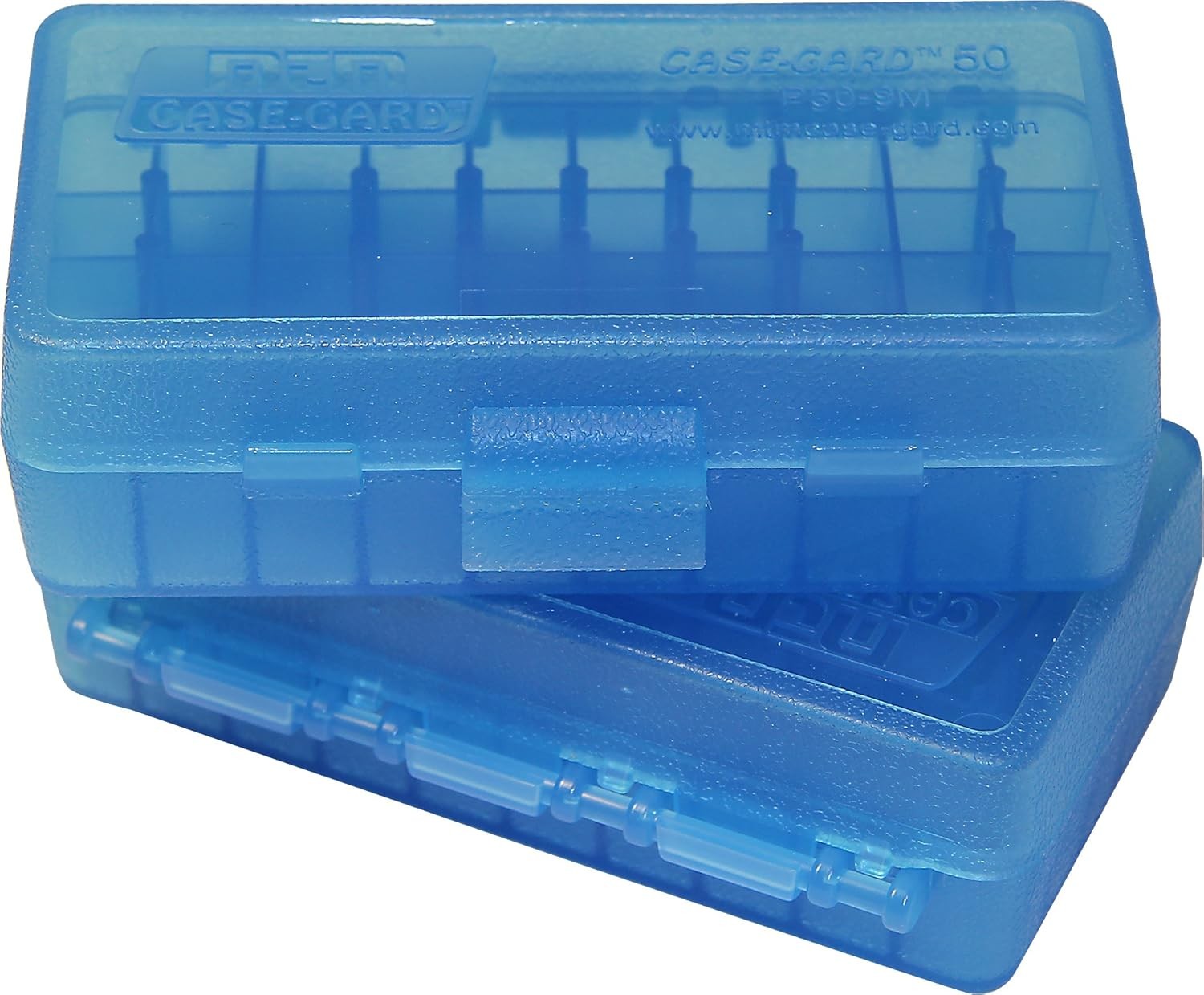 MTM Ammo Crate|Rugged Tactical Carrying Crate | Easy 50 Round, Clear Blue 