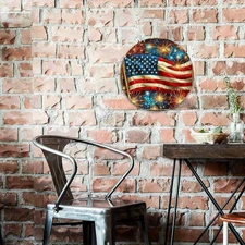 Iron Patriotic Wreath Sign Set- Explosion and American Sign- 8inch Round Indepen