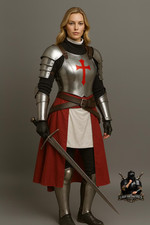 Medieval Steel Women's Templar Knight Armor Costume Female Crusader Armor Suit