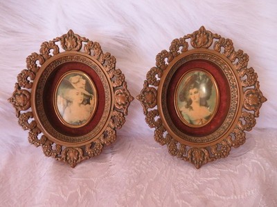 2 VINTAGE CAMEO CREATION OVAL FRAMED PICTURES DUTCHESS ELIZABETH &LADY SHEFFIELD
