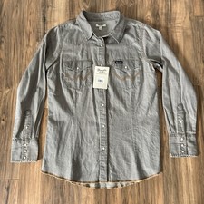 Wrangler Retro Pearl Snap Shirt Womens M Long Sleeve Country Western Classic