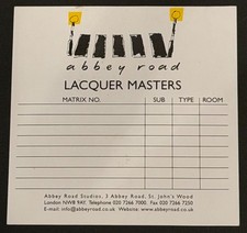 Abbey Road Studios Authentic Laquer Masters Tape Label-Last One Abbey Road Studios Authentic Laquer Masters Tape Label-Last One