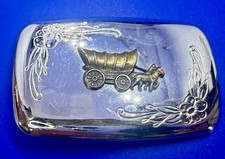 Conestoga Covered Wagon Horse Drawn Two Tone Vintage Western Belt Buckle