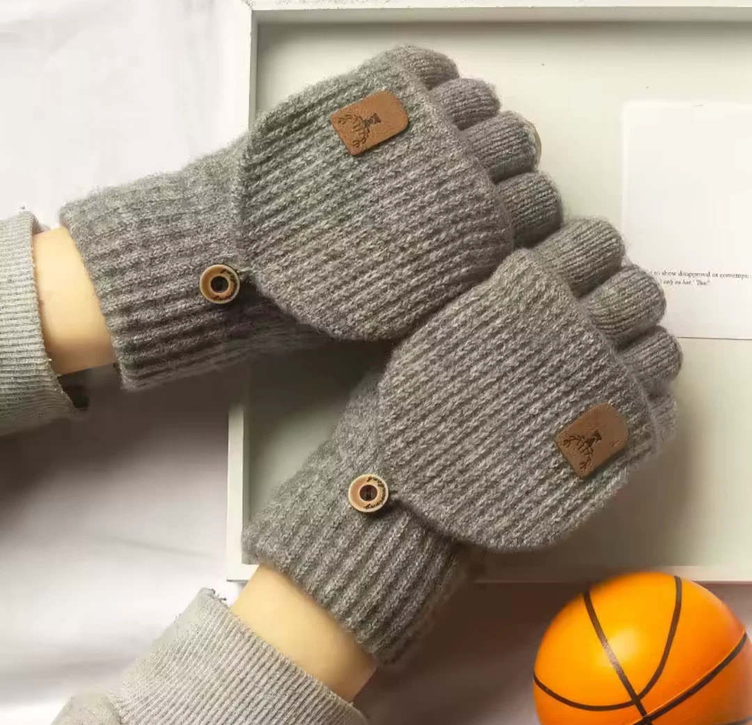 Produktbild von Fingerlose Handschuhe Damen Damen Winterhandschuhe Plüsch - Flip-Up Design Für Ski & Outdoor - Weich & Wärmend Outdoor Handschuhe Damen