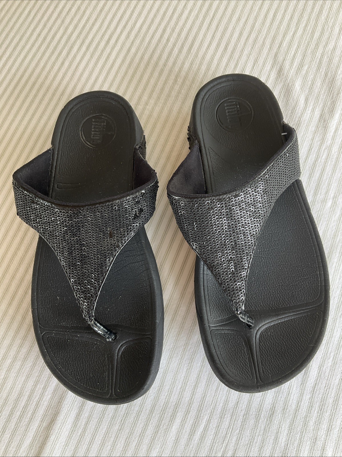 APL Sandali Fitflop Lulu Shimmer paillettes wobbleboard punta nera taglia UK 7 EU 41