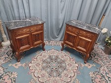 Coppia Di Comodini In Noce Barocco Piemontese Anni 50 Epoca 900