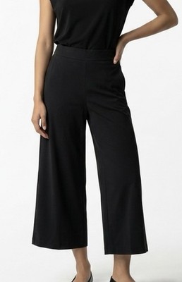 Tommy John Go Anywhere Women's Black Recycled Travel Stretch Wide-Leg Crop Pant 