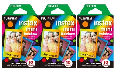 FUJIFILM Fuji Instax Film Black 3x10 = 30 Aufnahmen Rainbow Mini 11 12