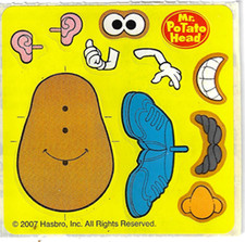Mr. Hoja de pegatinas cabeza de patata 2007 Hasbro Smile Maker piezas faciales - Lote de 5 hojas