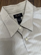Axcess Men's XL Gray Striped Cotton Woven Dress Shirt 34/35 Wrinkle Resistant