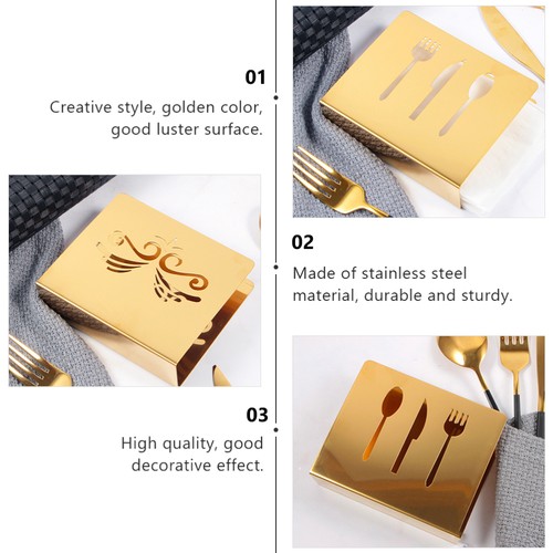 2 Pcs Goldener Serviettenhalter Cocktail-Servietten-Organizer Restaurant - Bild 4 von 12