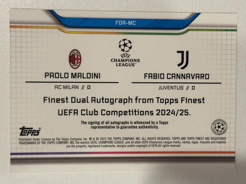 2024-25 Topps Paolo Maldini Fabio Cannavaro Finest Dual Autograph Excellent - Picture 24 of 24