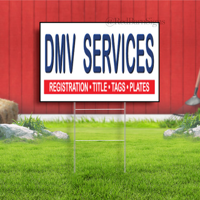 DMV Services Registration Title Tags Plates Indoor Outdoor Yard Sign with metal