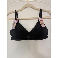 Hanes Oh So Light Comfort Wire-Free Bra Black MHG521 Mesh Convertible Straps M