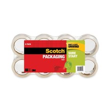 Scotch 34508 1.88" x 54.6 yds. Sure Start 3" Packaging Tape - Clear 8/Pack New