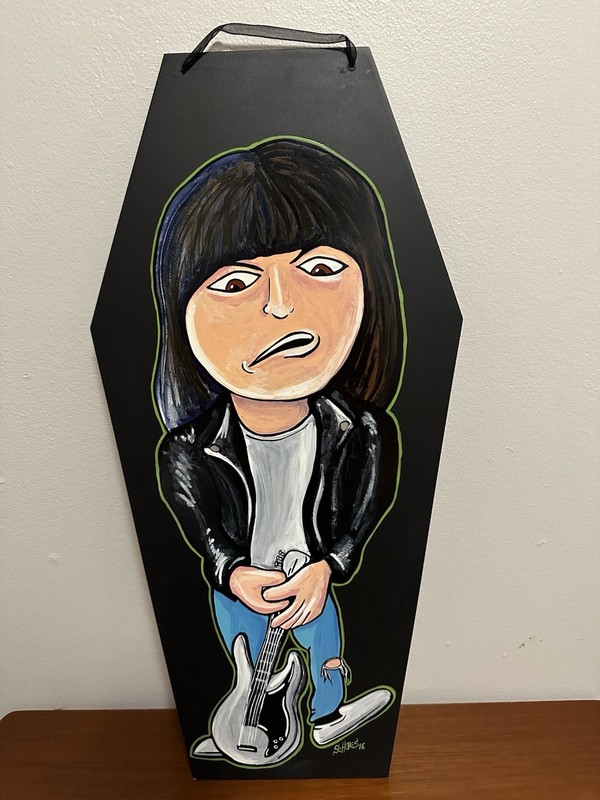 Original Chad Scheres 2016 Joey Ramone On A Coffin MDF Cut Out 