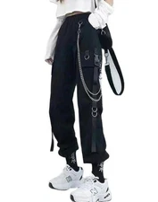 High Waist Straight Band Cargo Pants size small