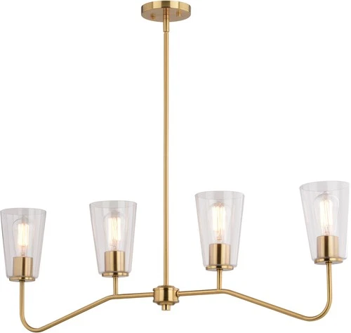 Vaxcel Lighting H0285 Beverly 4 Light 36"W Linear Chandelier - Brass - Picture 1 of 12