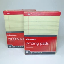 Office Depot 24-Pack Legal Wide Ruled Canary Yellow Writing Pads 8.5"x11.75" New