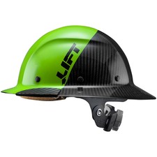Lift Safety HDF50C-20GC Dax Fifty 50 Carbon Fiber Full Brim Hardhat - Green