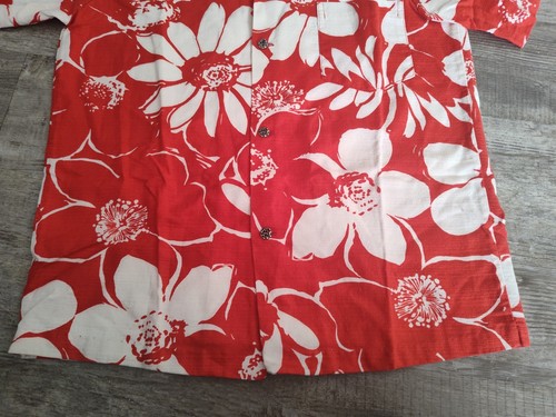 Vintage 70s Mo Bettah Floral Hawaiian Shirt Size S USA Button Up Red White - Picture 6 of 12