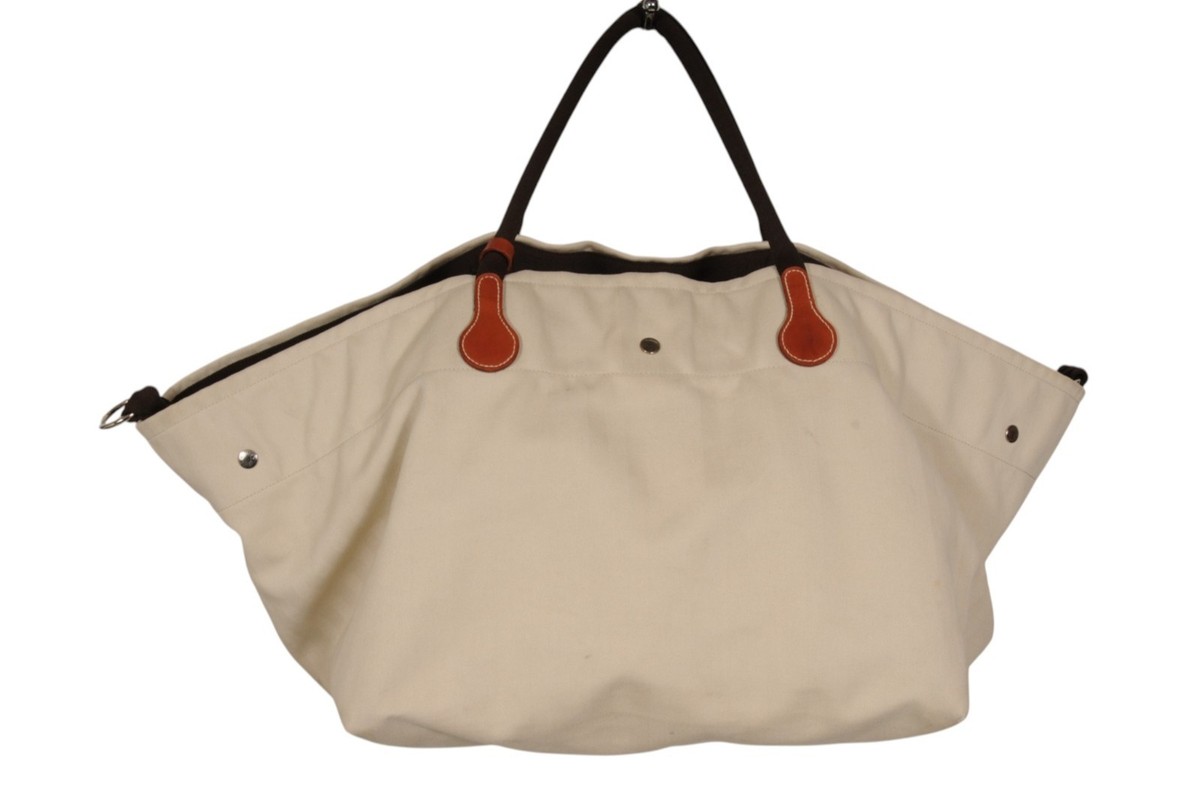 Hermes Natural Toile Fourre Tout du Cavalier Tote Carry On 