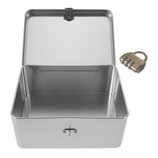 Tinplate Packaging Box Cash Savings Lockable Storage Container Metal Case