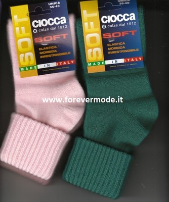 12 Paia di Calze donna Ciocca corte in calda piumetta con risvolto