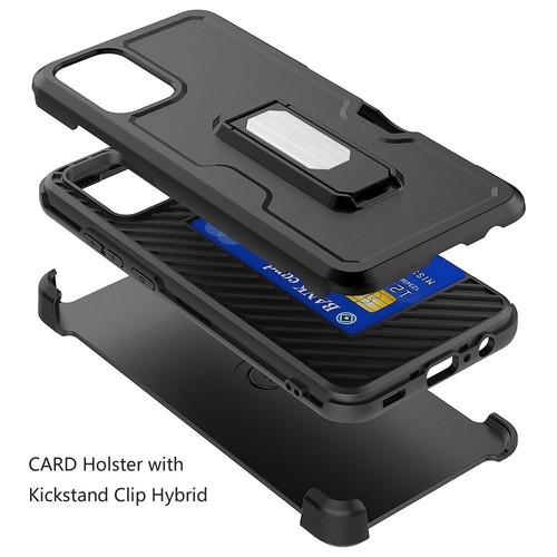 For Cricket Icon 6 Hybrid Belt Clip Holster with Card Slot, Stand Case Cover - Zdjęcie 9 z 12