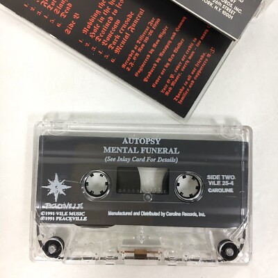 Vtg 1991 AUTOPSY Mental Funeral Cassette Tape Peaceville VILE25-4