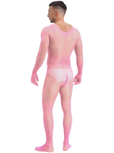 Herren Body Langarm Overall Fuß Strampler Nachtwäsche Playsuit Sexy Oil - Bild 44 von 56