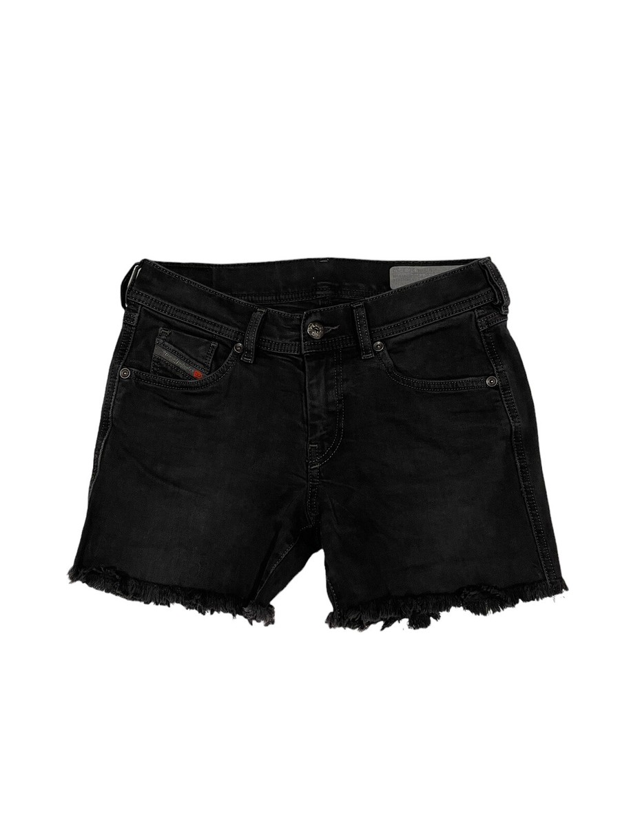 Diesel Denim Shorts Fancy Cut Off 08701 Black Women's Size 26x4