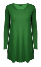 Women Ladies Long Sleeve Swing Dress Flared A Line Skater Dress Top Size 8-26