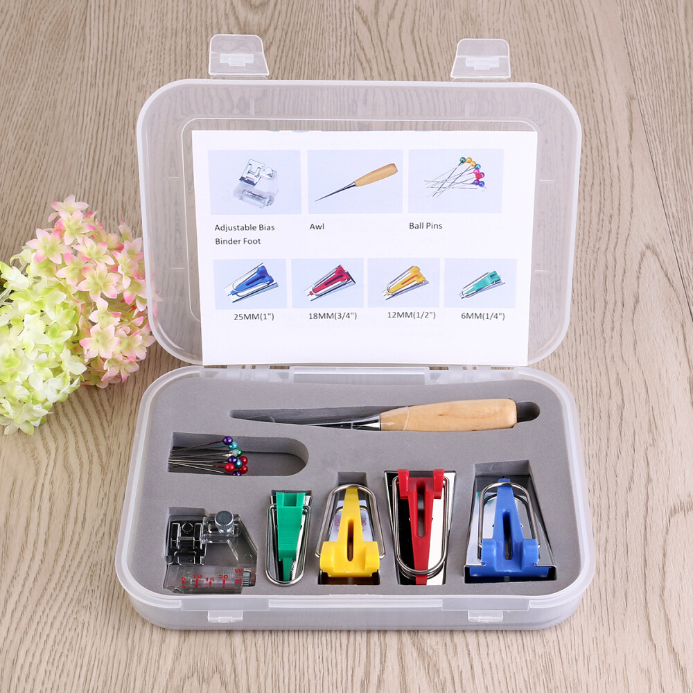 Pin Packet Awl Pin NUOLUX Box of Binding Foot Bias Tape Maker Awl Pin Set Quilting Sewing ...