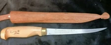 FILET KNIFE  by J. MARTTINI  FINLAND  with  LEATHER SHEATH A RAPALA