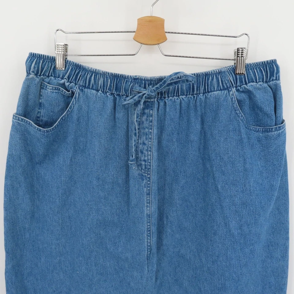 Quacker Factory 女式大码 2X 刺绣鸟屋蓝色牛仔牛仔裙 — 第 2/4 张图片