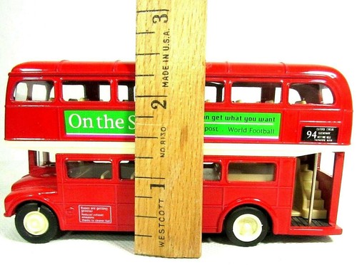 Autobús rojo WELLY London de dos pisos modelo fundido a presión coche juguete coleccionable tirar hacia atrás - Imagen 10 de 11