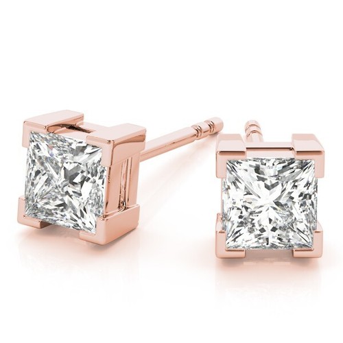 IGI Certified D/VS Lab Grown Princess Cut Diamond Prong Set Stud Earring - Picture 35 of 53